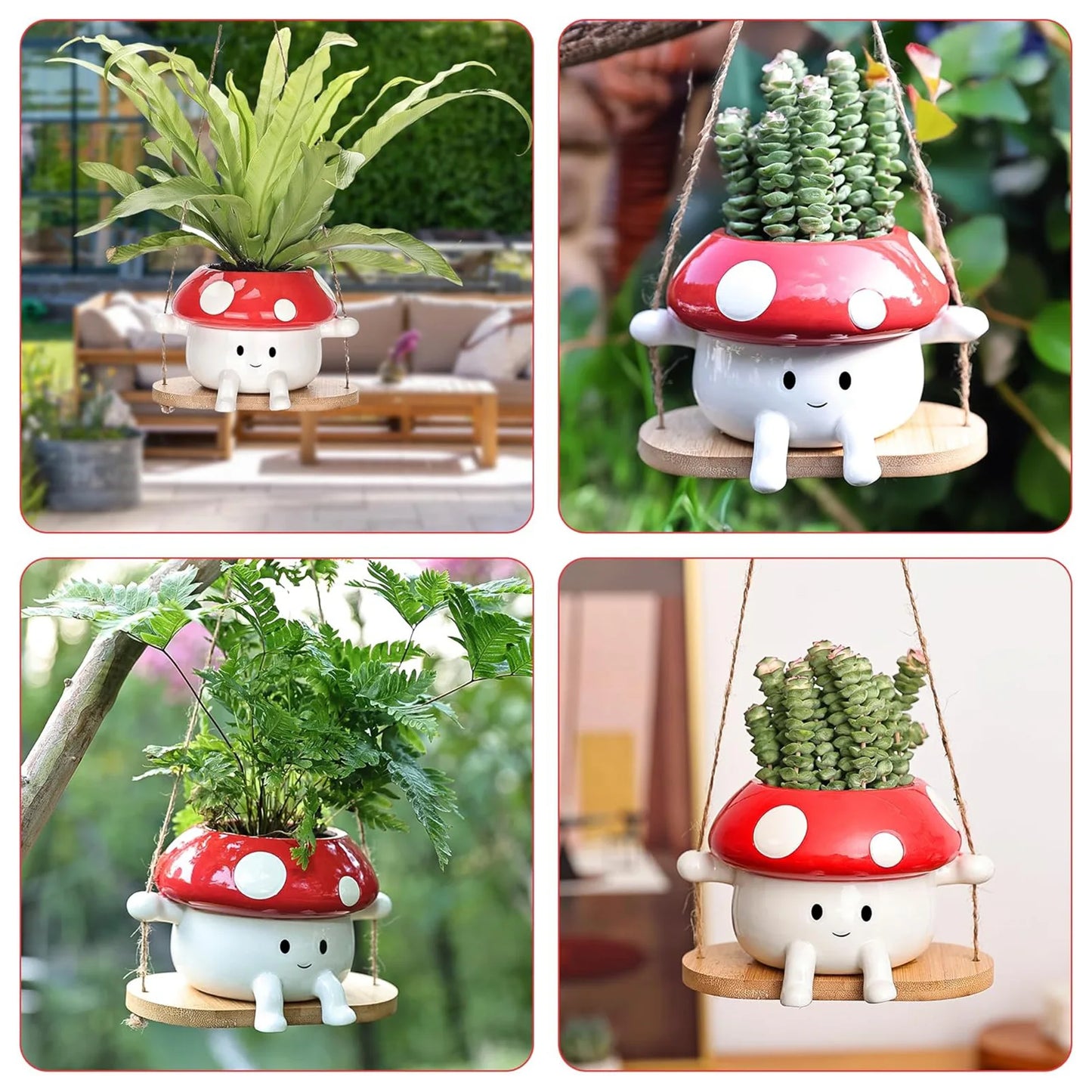 Mushroom Swing Face Planter Pot