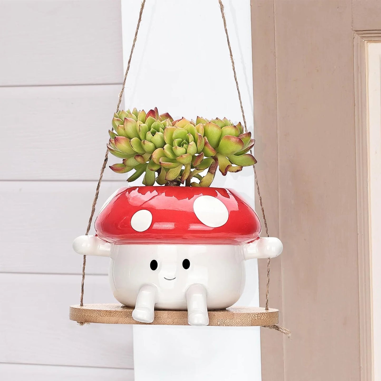 Mushroom Swing Face Planter Pot