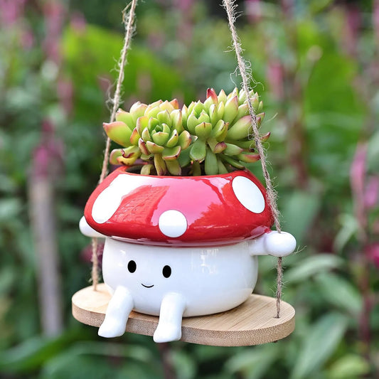 Mushroom Swing Face Planter Pot