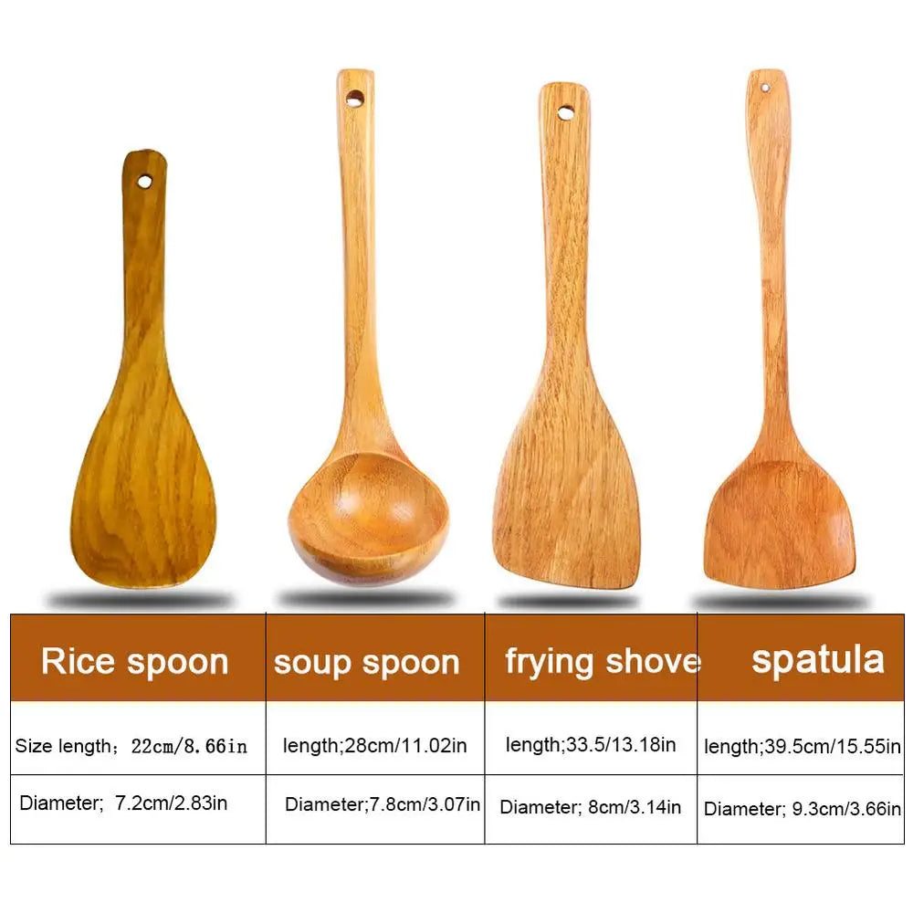 Tableware Spatula Set Wooden Frying Shovel Rice Soup Spoon