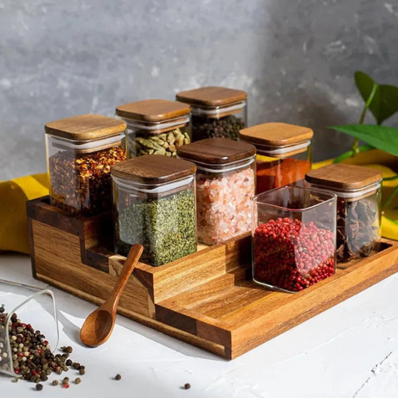 Tier Acacia Wood Kitchen Spice Rack