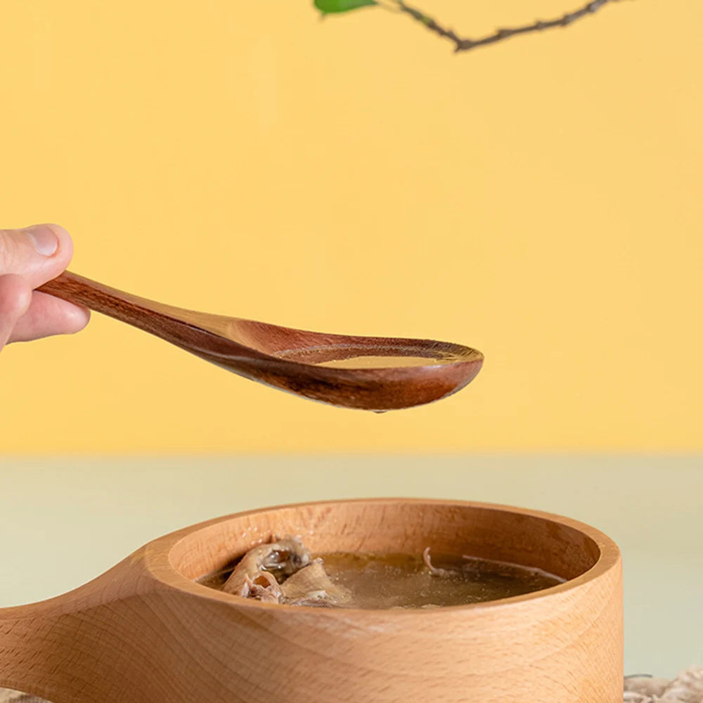 2Pcs Wooden Reusable Durable Sushi Chopsticks Spoon Non