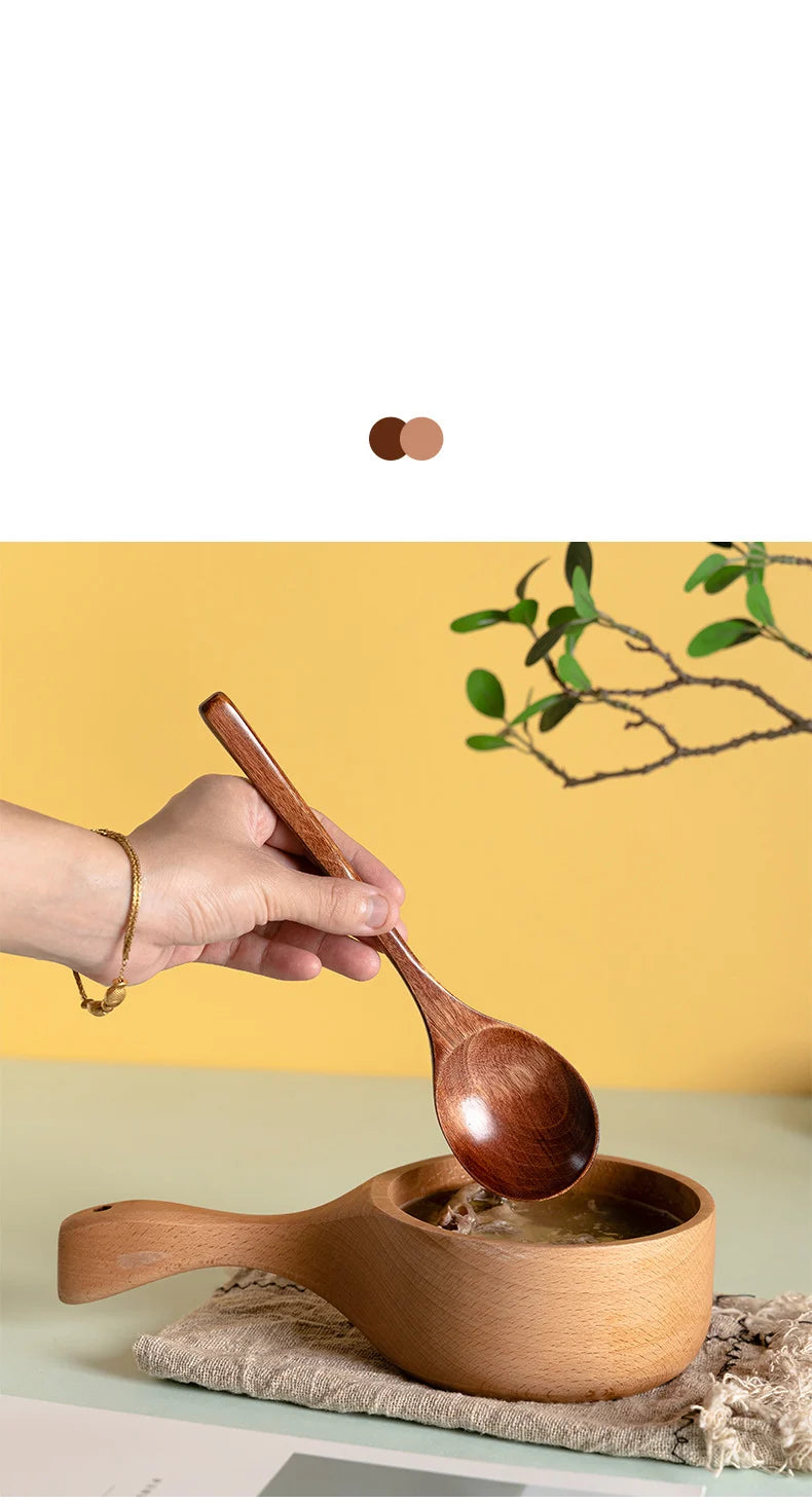 2Pcs Wooden Reusable Durable Sushi Chopsticks Spoon Non