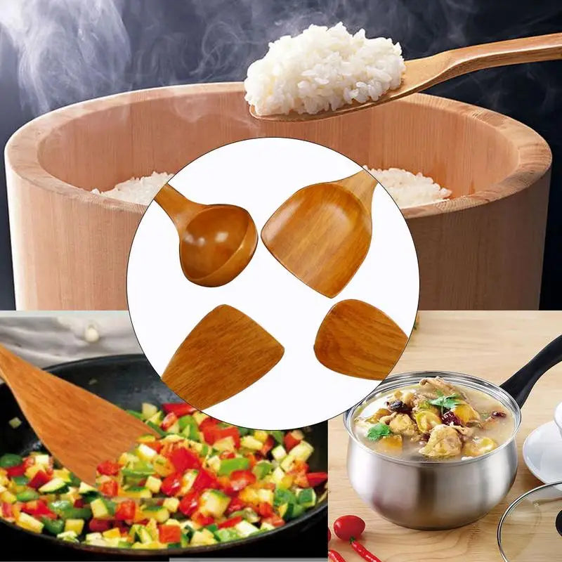 Tableware Spatula Set Wooden Frying Shovel Rice Soup Spoon