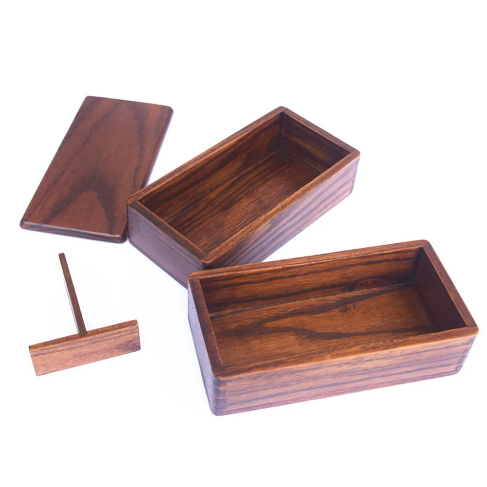 Double Layer Bento Box - Wooden Lunch Box for Home, Kids, Camping & Picnic