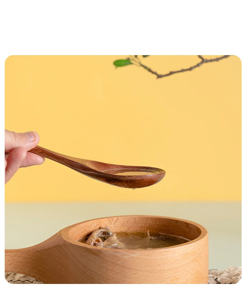 2Pcs Wooden Reusable Durable Sushi Chopsticks Spoon Non